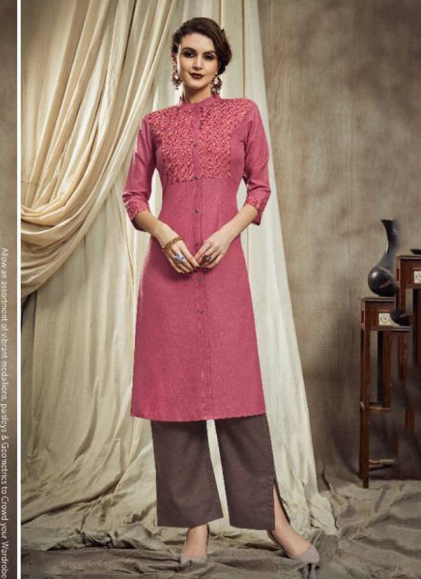 Nitu Cotton Slub Designer Embroidered Kurti With New Cotton With Pattern Pant Collection 2001-2006